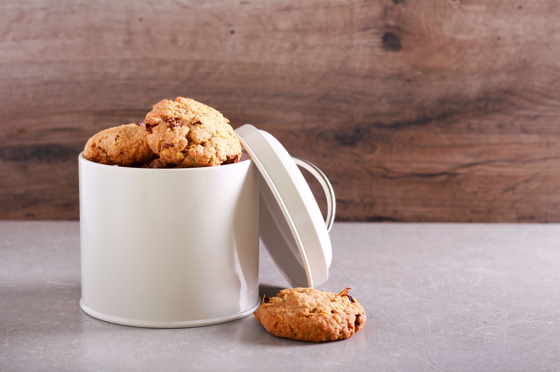 Homemade biscuits in metal tin